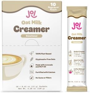 Oat Milk Coffee Creamer, Sweetened 10ct Carton by JOI - Superfood, Vegan, Dairy Free, Plant Based, Kosher, Shelf-Stable, Barista, Fortified with Calcium. Use in Coffee or Protein Shakes. Single Serve.