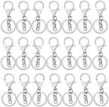 30 Pcs Lobster Claw Clasp Keychain, BetterJonny 30mm Metal Lobster Clasp Swivel Clasps Hook with Flat Split Ring Key Ring with Chain Ring Waist Buckle for DIY Key Chain Accessories(Silver)