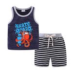 Mud Kingdom Little Boys Funny Cartoon Outfits Cute Stripe Gray Skate Board 5T