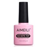 AIMEILI Top Coat Gel Polish, Clear Gel Top Coat No Wipe UV LED Soak Off, Nail Art Top Gel, High Gloss Shiny Finish, Long Lasting, Easy to Apply, No Chips, 10ml