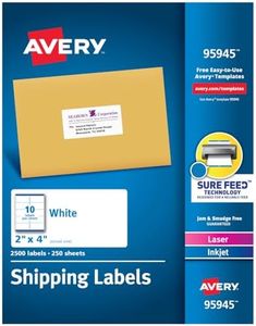 Avery Shipping Address Labels, Laser & Inkjet Printers, 2,500 Labels, 2x4 Labels, Permanent Adhesive (95945), White