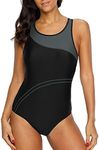 CharmLeaks Women's Super Pro Swimweaer Sporty Training Racing Bathing Suit Color Block Gray New X Large