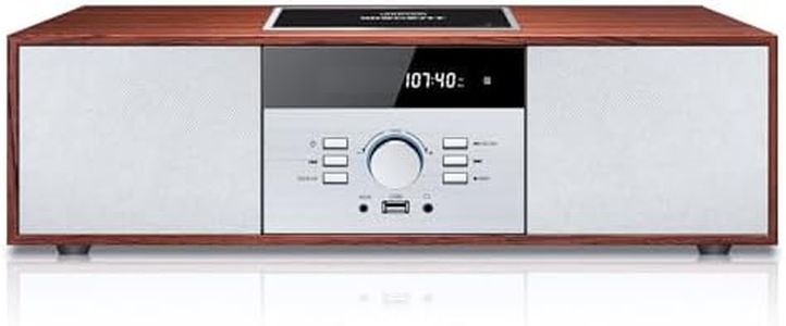 Vintage Style Home CD Player with Bluetooth, FM Radio, USB Port for MP3 Playback, Aux-in, Earphone Port, 30W Nostalgic Wood Home HiFi Stereo System