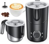 COLDFILL Milk Frother Electric - 8 in 1 Milk Steamer for Lattes, Hot Chocolate & Cappuccino, Hot and Cold Foam, Oat Milk/Almond Milk, Quiet Operation Auto Shut Off, 400 ml, Dishwasher Safe, Black