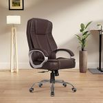 Green Soul® Vienna | Leatherette Office Chair | Ergonomic Executive Boss Chair with Spacious Cushioned Seat | Heavy Duty Metal Base | High Back | 3 Years Warranty (Brown)