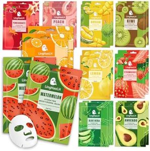 20 Pack Facial Sheet Face Mask Variety Set for All Skin Types,Hydrating Moisturizing Sheet Masks Combo