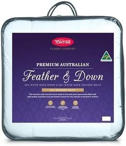 Tontine 50/50 Australian Feather and Down Quilt Doona – All Seasons Comfort – Breathable Natural Cotton Cover – Medium Weight & Machine Washable – Single