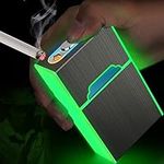 x-lighter XL207A Glowing Cigarette Case, Smell-Proof, Moisture-Proof Holder Box with USB Rechargeable Lighter for 20pcs 84MM King Size, Father's Day Gift for Men dad