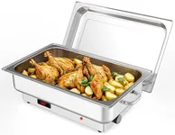 KYBOLT Electric Chafing Dish,Food Warmer and Servers, 9QT Commercial Rectangular Stainless Steel Chafing Dish Buffet Set with Temperature Control Display for Parties, Catering, Festivals