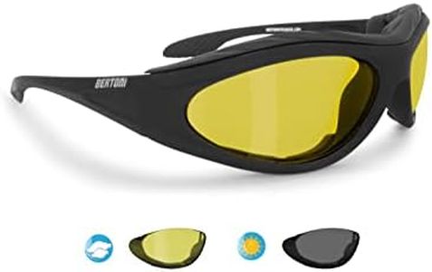 BERTONI Motorcycle Padded Glasses Photochromic Polarized Anticrash Lens - Windproof insert - mod. 125 by Bertoni Italy Motorbike Riding Sunglasses (Photochromic Polarized Yellow Lens)