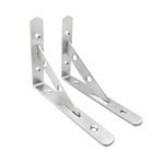 Mila-Amaz 2 Pcs Shelf Brackets, Heavy Duty Floating Shelves Brackets, Wall Mount Metal Shelf Brackets, 90 Degree L Shape Shelf Bracket with Screw, Silver (105X150 mm)