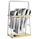 Parage 25 Pieces Regal Cutlery Set Premium Stainless Steel with Stand (Contains: 6 Table Fork, 6 Table Spoon, 6 Dinner Spoon, 6 Tea Spoon, 1 Cutlery Stand) Spoon Set for Dining Table Stylish