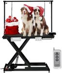 GarveeLife 50" Electric Lift Dog Grooming Table Heavy Duty Height Adjustable Pet Grooming Table for Large Dogs with Anti Slip Tabletop, Dog Grooming Arm, Tool Organizer, Pet Dog Grooming Station Black