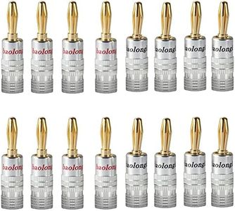 baolongking Conectores banana, conectores de altavoz chapados en oro de 4 mm para cable de altavoz, enchufes, amplificador, tipo de tornillo doble en rojo y negro (8 pares/16 piezas)