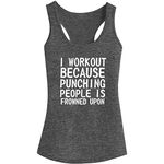 FANNOO Workout Tank Tops for Women-Womens Funny Saying Fitness Gym Racerback Sleeveless Shirts Grey