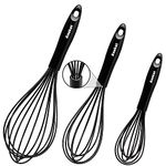 Anaeat Silicone Balloon Whisk, Perfect for Non-Stick Cookware, Milk and Egg Beater Blender, Heat Resistant Kitchen Whisks for Whisking, Cooking, Baking, Beating, Frothing & Stirring (Black)