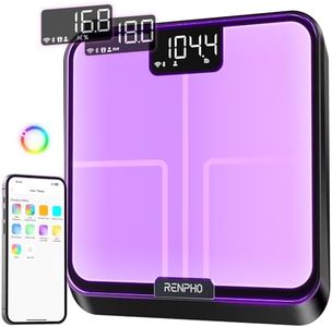 RENPHO Smart Scale for Body Weight, BMI, Body Fat, Muscle Mass, FSA HSA Eligible, Bluetooth Wi-Fi Rechargeable Scale, RGB Lighting Color Changing Scale, Sync with Fitness App, Chroma Aspire