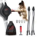 OHMY FIT Flex Double End Punching Bag - Bungee Cords w/Special Flex Adjustable System - Durable Bladder Speed Bag - Boxing Training Equipment for Adults - Home Gym Accessories (Elliptical)