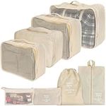 BELLE VOUS (8 Pack Cream Travel Packing Cubes - Multifunctional Packing Cubes for Suitcase - Compression Waterproof Storage Bags for Clothes, Toiletries & Other Travel Essentials