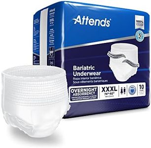 Attends Bariatric Adult Incontinence Underwear, 3X-Large (74-92"), [40 Count] - Overnight Absorbency for Men and Women, Disposable Pull-On Diapers with Tear-Away Sides, AU60