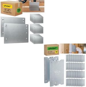 UPVONT 5" x 8" Nail Stopper Plate (20 PCS) & 3" x 5" Nail Plates (40 PCS), 16-Gauge Galvanized Steel – Thicker, IBC/IRC Code Compliant, NEC Compliant, Extra Durable