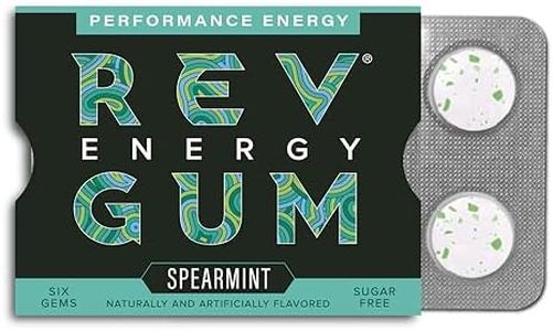 Rev Gum Caffeine Energy Gum | Performance Energy 60mg of Caffeine per Gem | Spearmint Sugar Free Caffeinated Mint Chewing Gum - Low Calorie Chews to Help You Stay Alert, Awake and Focused - 12 Packs (72 Count)