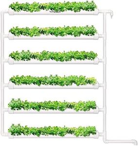 VIVOSUN Hydroponic Grow Kit, 54 Plant Sites 6 Food-Grade PVC-U Pipes Hydroponics Planting System with Water Pump, Pump Timer, Nest Basket and Sponge for Leafy Vegetable