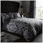 GC GAVENO CAVAILIA Damask Bedding Double Bed Set - Flower Duvet Cover - Comforter Covers With Pillow Cases - Black