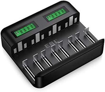 EBL 9008 LCD 8 Bay Universal Battery Charger for 1.2V AA AAA C D Rechargeable Batteries with USB Input, Multiple Battery Charger with Intelligent Battery Detection Technology