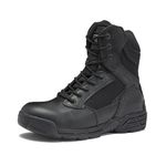 MAGNUM Men's Stealth Force 8 Inch Waterproof Black Tactical Boots, Leather Side Zip Military Combat Desert Boots, Black, 10.5 X-Wide