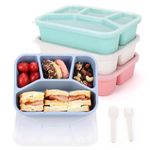 Snack Containers, 4 Pack Lunch Box, Snack Box Containers Reusable for Kids and Adults, 4 Compartment Meal Prep Food Storage Containers for School, Work, Travel(Wheat)