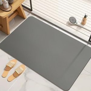 Bath Mat Super Absorbent Bathroom Mat, Rubber Non-Slip Ultra Thin Bathmat, Washable Shower Floor Mats for Bathtub and Sink (Light Grey, 40 x 60 cm)