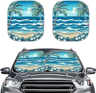 Coldinair Hawaii Palm Tree Ocean Wave Windshield Sun Shade for Truck SUV Car Front Window Shades Cover Sun Visor Shield Auto Interior Protector for Men Women
