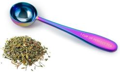 Loose Leaf Tea Spoon Measure | One Cup of Perfect Tea | Stainless Steel Scoop (Iridescent)