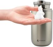 GentleJet WaveJet Automatic Foaming Soap Dispenser Touchless – Rechargeable Type-C Hands Free Soap Dispenser Bathroom & Kitchen, 2 Foam Levels, Auto-Clean, Stainless Steel (WaveJet - Silver, Foam)