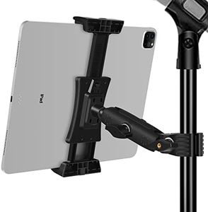 Peastrex Ipad Holder for Mic Stand, Tablet Phone Holder Micophone Music Stand Mount Adjustable Rotatabe with Super Handle Clamp for iPad Pro 12.9 Air Mini, Android, 4 to 13.5inch iPhones and Tablets