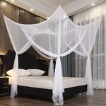 Mengersi Bed Canopy for Full Queen King Size Bed,Canopy Bed Curtains Elegant Mosquito Net,Mosquito Netting for Camping Patio Indoor Outdoor Bug Net,White