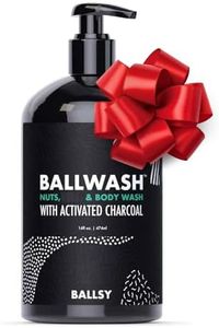 Ballsy Ballwash Charcoal Body Wash for Men - Moisturizing Men’s Bodywash with Coconut Oil – Soap for Men & Great for your Most Intimate Areas, 16 Oz with Pump