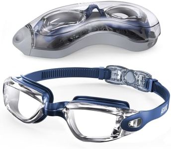 Aegend Swim Goggles, Swimming Goggles No Leaking Full Protection Adult Men Women Youth, Black Clear With Blue Strap