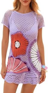 FAIRY SEASON Women's 3D Mandala Floral Crochet Beach Cover Up for Swimwear