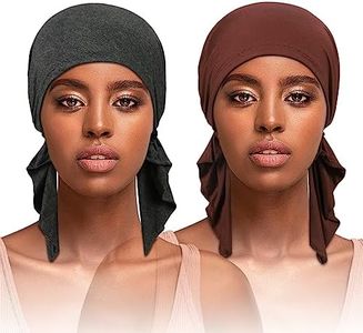 Dumrotite 2 Pcs Breathable Cotton Chemo Headwear for Women, Stretch Pre-Tied Chemo Head Scarves for Cancer