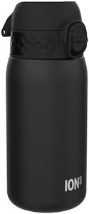 Ion8 Insulated Steel Water Bottle, 320 ml/11 oz, Leak Proof, Easy to Open, Secure Lock, Dishwasher Safe, Carry Handle, Hygienic Flip Cover, Metal Water Bottle, Durable Stainless Steel, Black