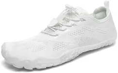 SAGUARO Barefoot Shoes Men Wide Toe Box Minimalist Trail Runner Sneakers Mens Fitness Gym Shoe SmartⅠSize US 14 Women/12 Men Zinc White