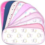 TuddyBuddy Baby Burp Cloth Towel Napkins 300 GSM, Large 17x6 Inches, Fine Double Layer 100% Cotton (10 Pcs Burp Towels - Girls, 50X20 Cms)