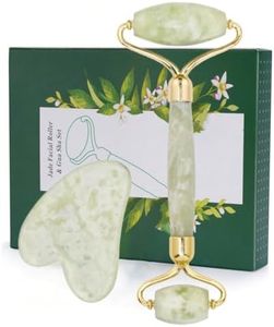 Gua Sha Stone & Jade Roller Gift Set, Anti-aging Natural Facial Roller Jade Gua Sha Set, Beauty Face Roller For Rejuvenate Skin & Remove Wrinkles (Light green set)