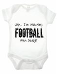 Reality Glitch Shh.. I'm Watching Football with Daddy Funny Newborn Baby Grow Gift (0-3 Months, White)