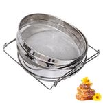 Honey Strainer Double Sieve, Stainless Steel Bee Mesh Strainer for 5 Gallon Bucket, Honey Extractor for Clean Honey with Up to 16.5 inches Extendable Arms, Beekeeping Equipment Honey Debris Filter