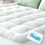 Bamboo Mattress Topper Double/Full Size - Thick Cooling Breathable Pillow Top Mattress Pad for Back Pain Relief - Deep Pocket Topper Fits 8-20 Inches (54x75 Inches, White)