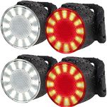 Bike Lights Set, USB Rechargeable Bike Headlight and Tailight Combinations, LED Waterproof Bicycle Front Lights, 6 Brightness Mode, Ideal for Mountain or Road Bikes-2 Sets