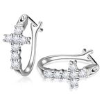 Huggie Hoop Earrings for Women Girls, Cross Hoop Earrings for Women Men 14K Gold Plated Cubic Zirconia Cross Earrings Small Criss Cross Huggige Hoop Earrings (Silver)